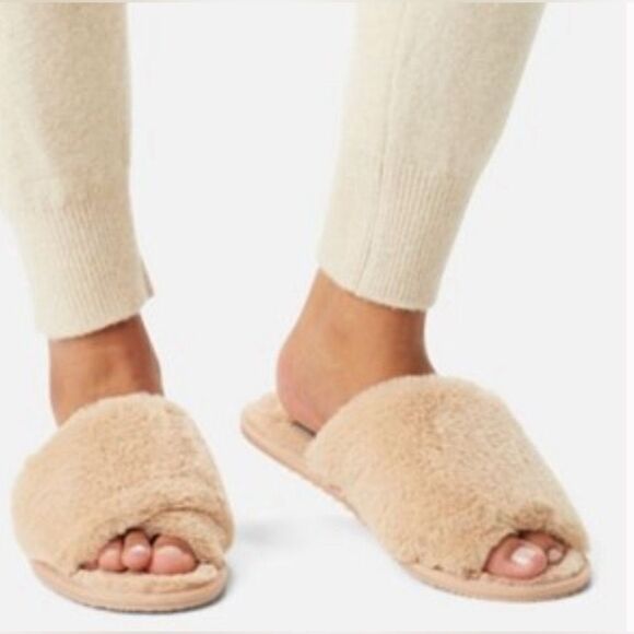 Sorel Go Mail Run Slippers Faux Fur Slip-on Natural Tan Size 10 NEW - Picture 1 of 9
